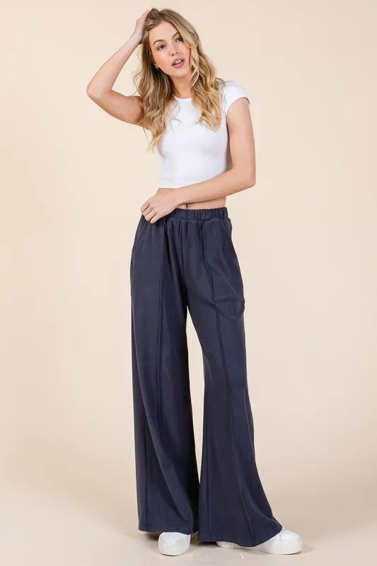 BOMBOM Elastic Waist Wide Leg Pants with Pockets 9288d213-15d7-44e2-8a21-ed7c71132a30-Max
