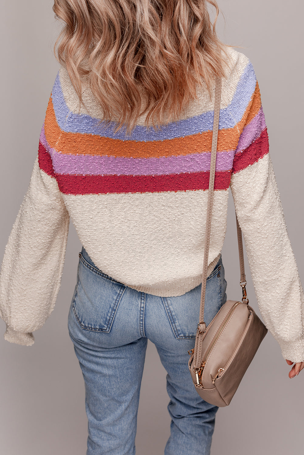 Jet Stream Striped Colorblock Drop Shoulder Textured Sweater 929d13d719304daa