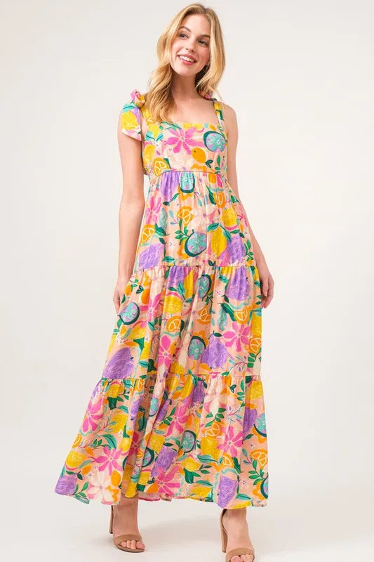 And The Why Shoulder Strap Tropical Fruit Printed Tiered Maxi Dress 92a44bd1f01b4f0894180003e39e3306-Max-Origin