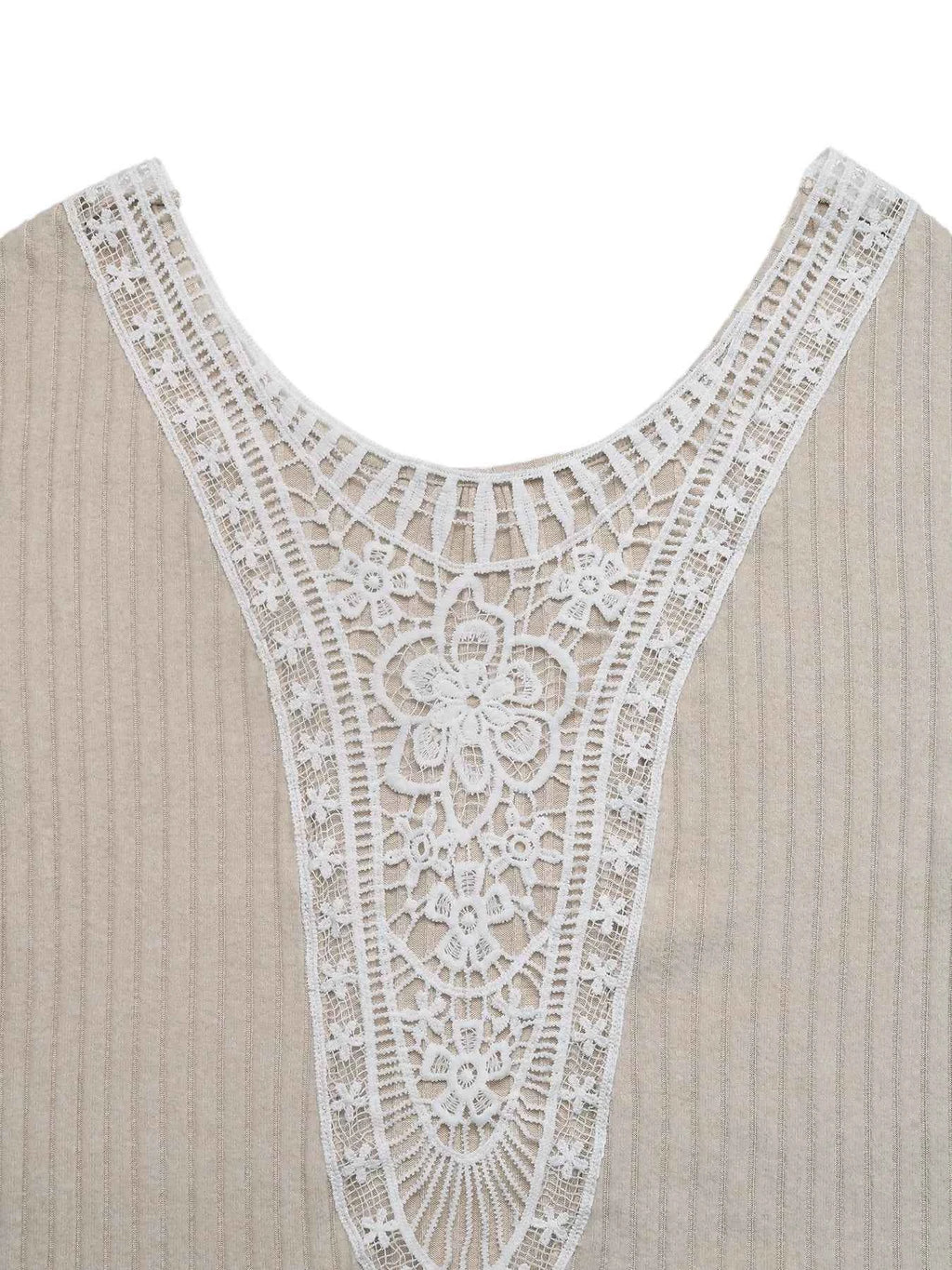 Lace Detail Ribbed Knit Long Sleeve T-Shirt 92a88db37b74409ba2435569207e66f2-Max-Origin