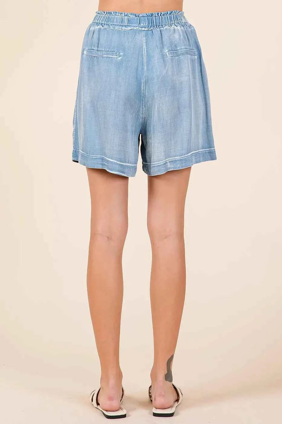 Mittoshop Washed Chambray Elastic Waist Easy Fit Shorts 92c508f5b77b4cb28267b8dab60d4804-Max-Origin