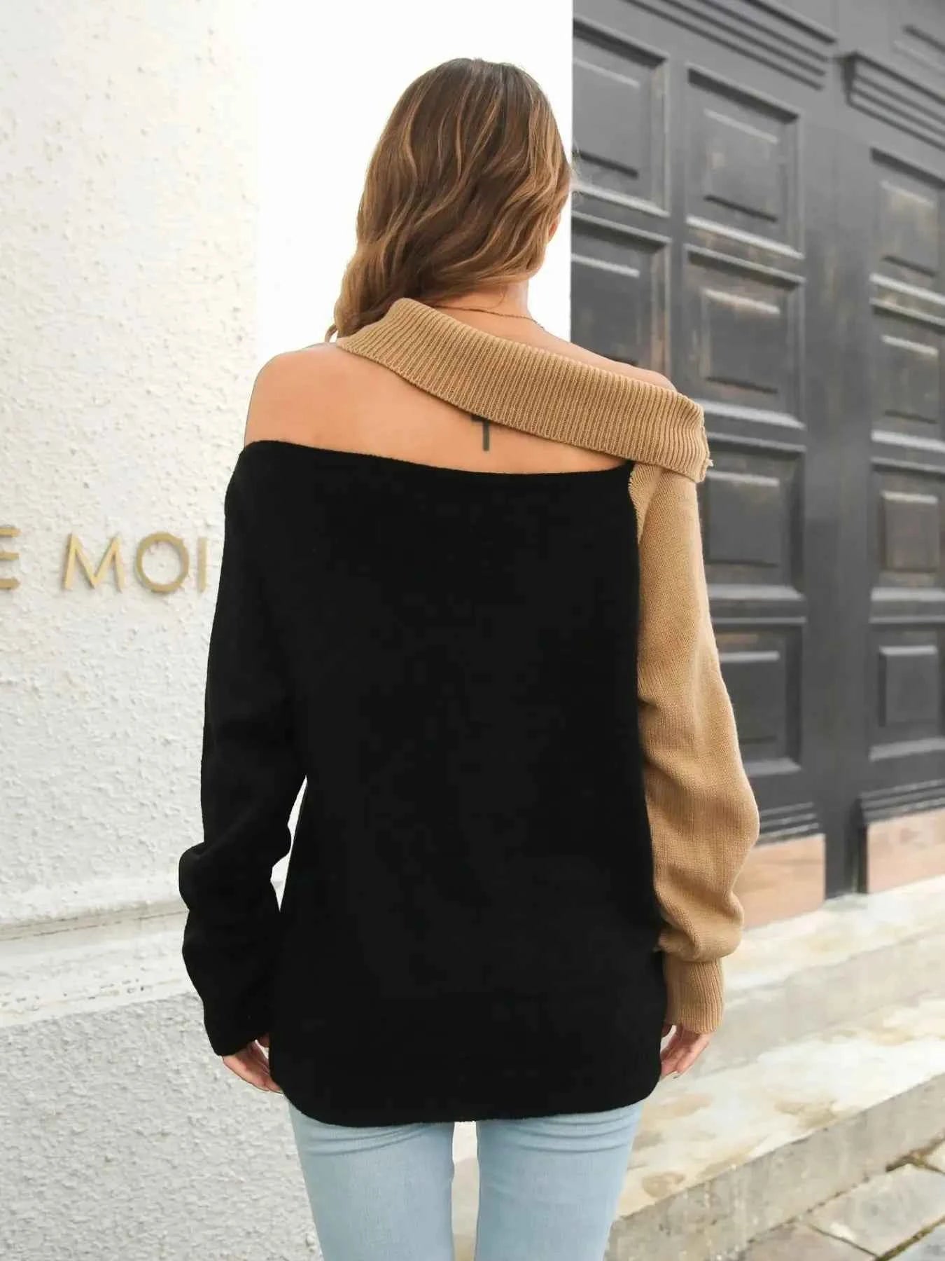 Asymmetrical Color Block Long Sleeve Sweater 92ca7508-ffcb-4f8d-a71d-9abc5fc7c3ad-Max-Origin