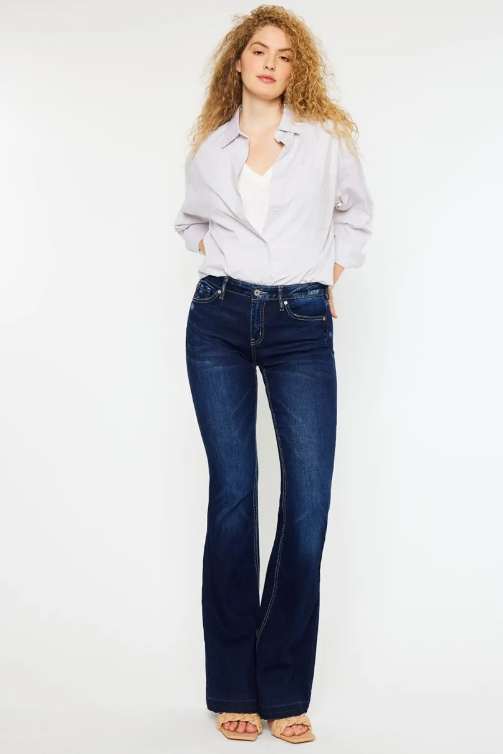 Kancan Mid Rise Slim Flare Jeans Dark 92d9bebb-d4f2-4f6e-b000-0a159182c22f-Max