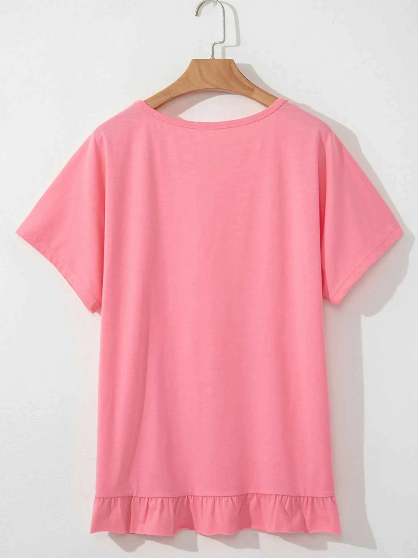 Ruffle Hem Round Neck Relaxed T-Shirt 92f78bbc5d8341fc886a183ab40f1d34-Max-Origin