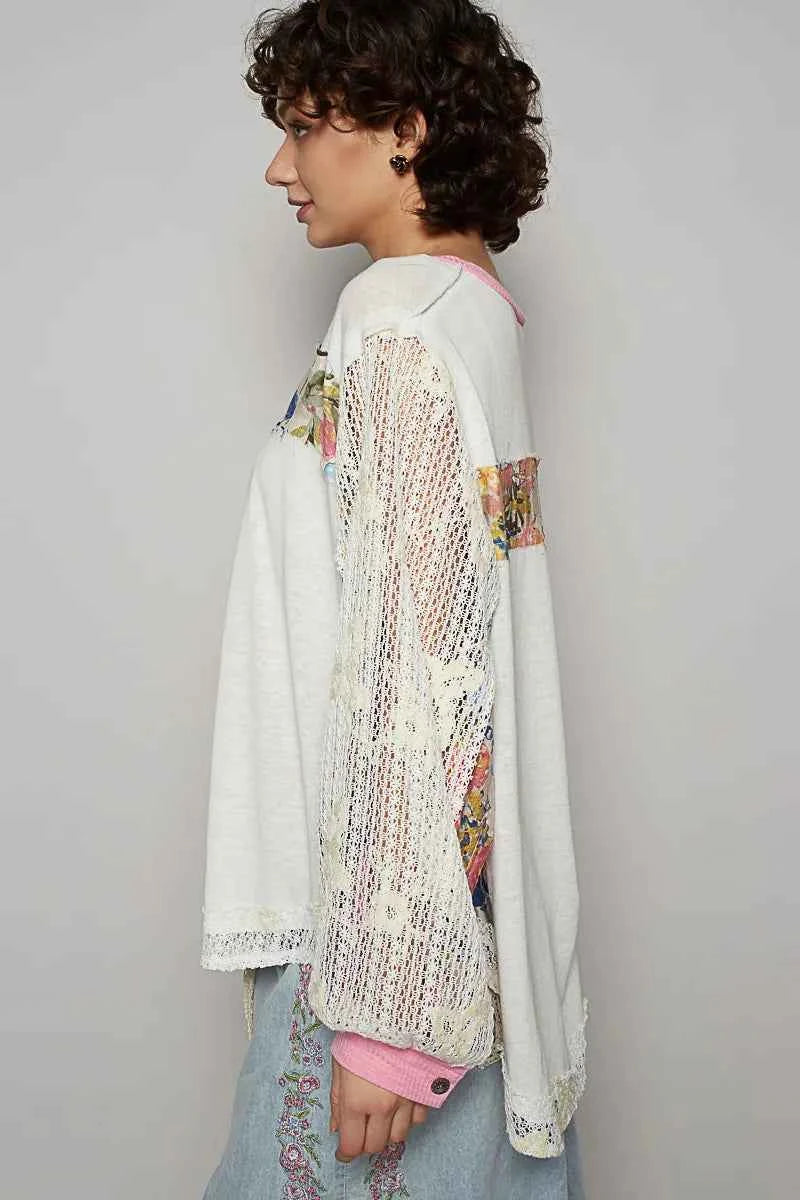 POL Button Detail Floral Patchwork Crochet Sleeve Blouse 92faf1ca-5a32-4d79-a717-acadce6ee13c-Max-Origin