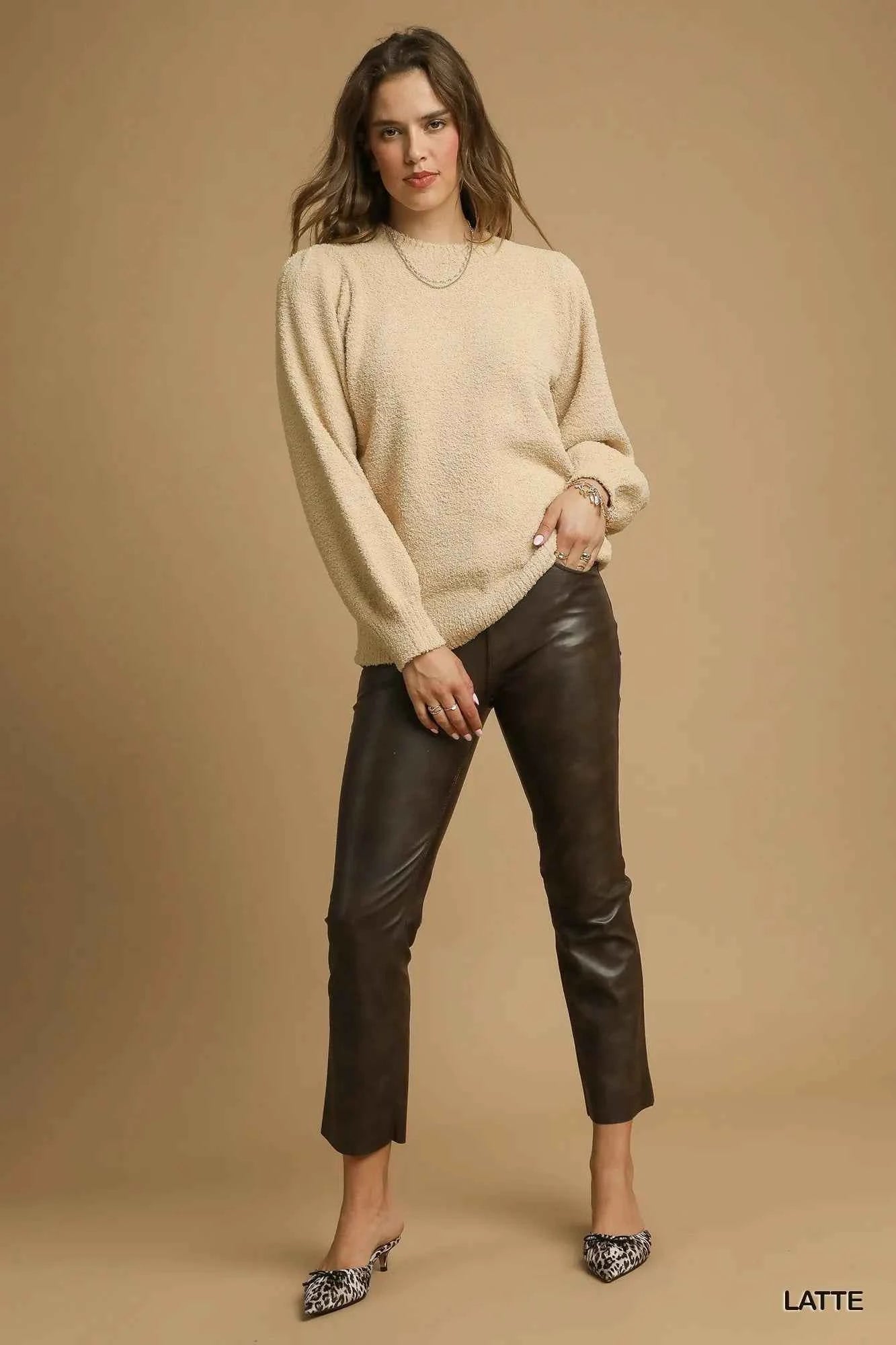Umgee Textured Long Sleeve Sweater with Ribbed Trim 92fcda81-8a87-45c8-951b-b2cb05abfd85-Max-Origin