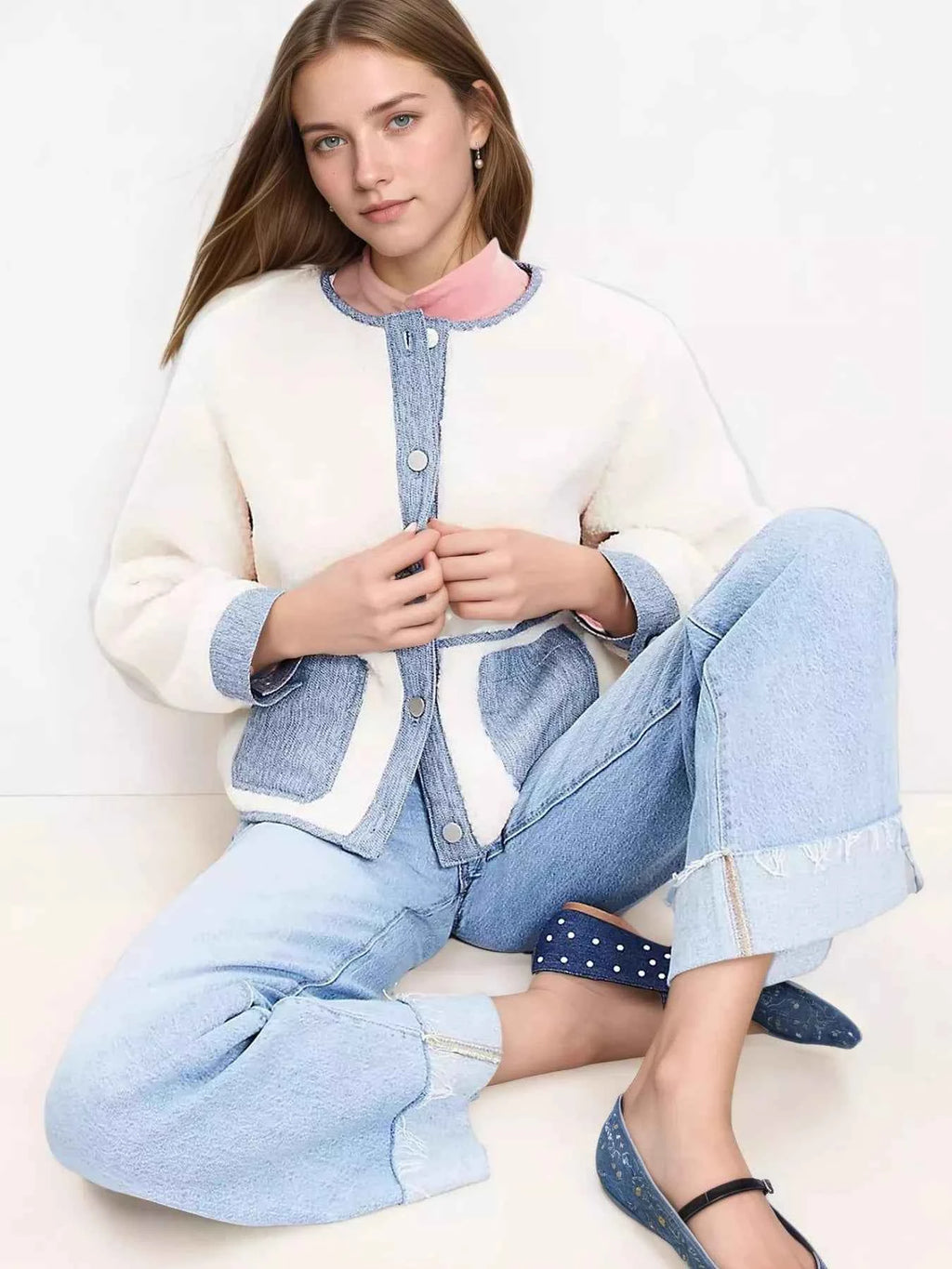 Contrast Trim Teddy Jacket 930a66a3d2bd4918b55980c97c43d726-Max-Origin