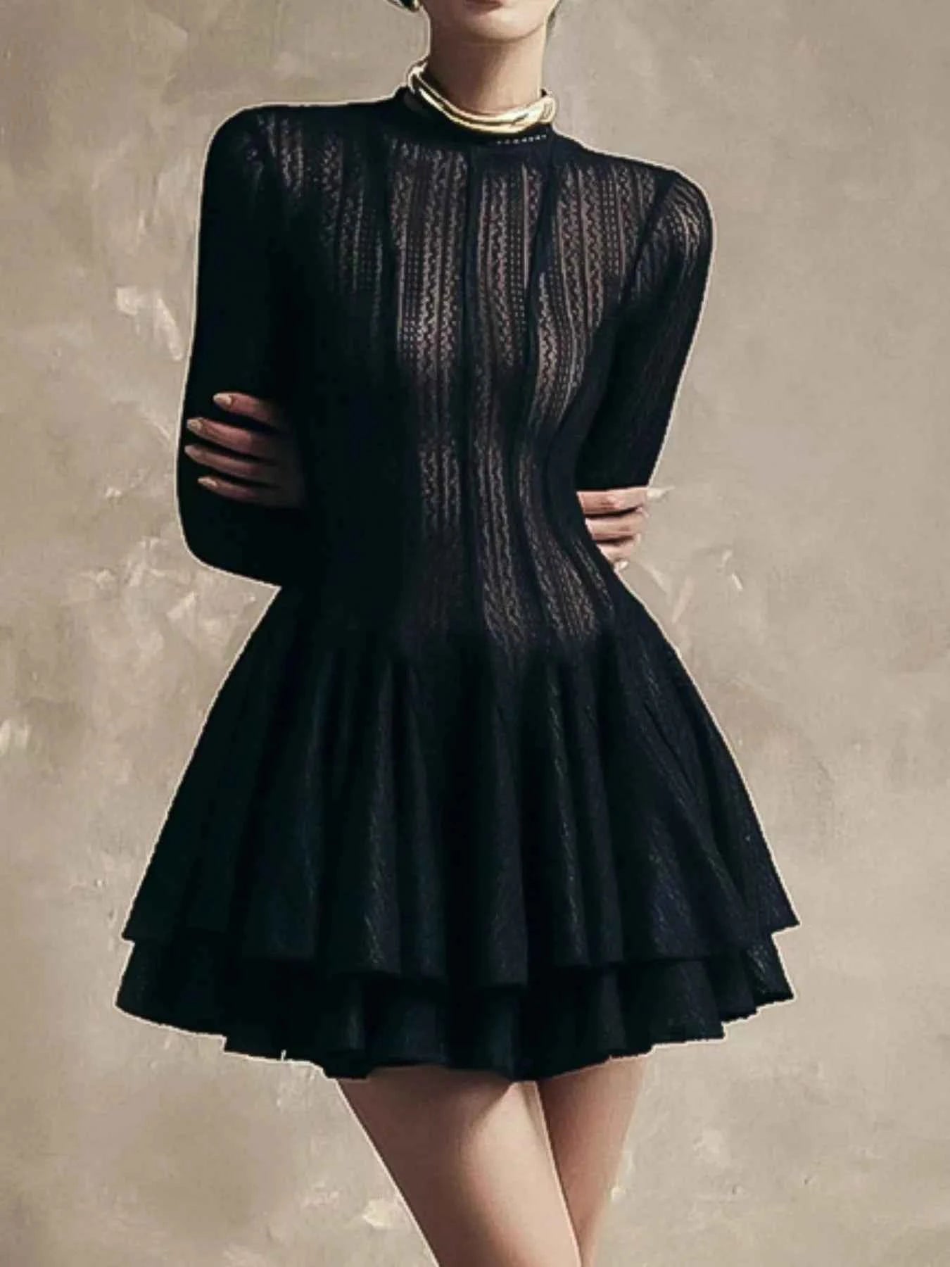 Layered Round Neck Long Sleeve Dress Black 9318eea8-8380-4b28-96f9-daf880e7e47c-Max-Origin