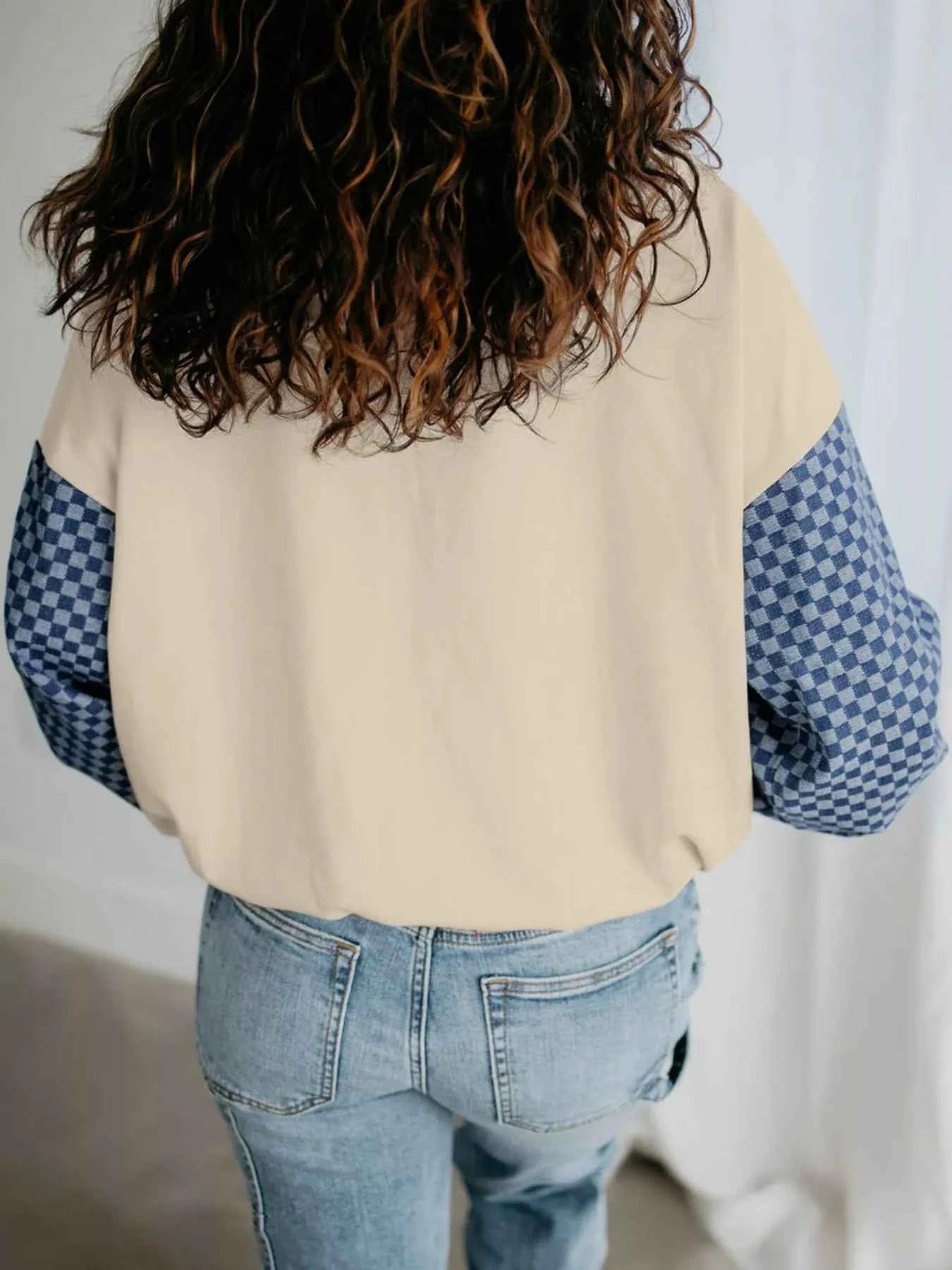 Checkered Color Block Half Zip Sweatshirt 933378f5-8e7e-4a12-9aed-221b00299e6b-Max-Origin