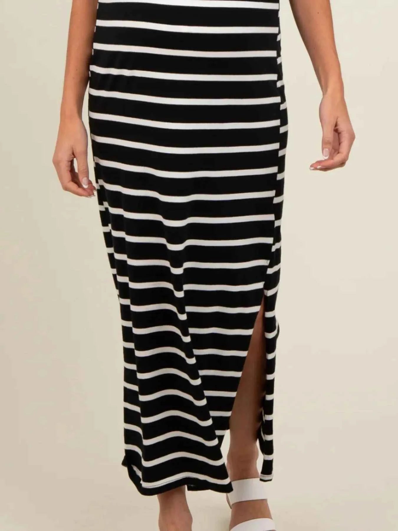 Plus Size Striped Maxi Dress with Side Slit - Full Size T-Shirt Style 9371bd3d-60be-4486-a8d3-2bd0275d862b-Max-Origin