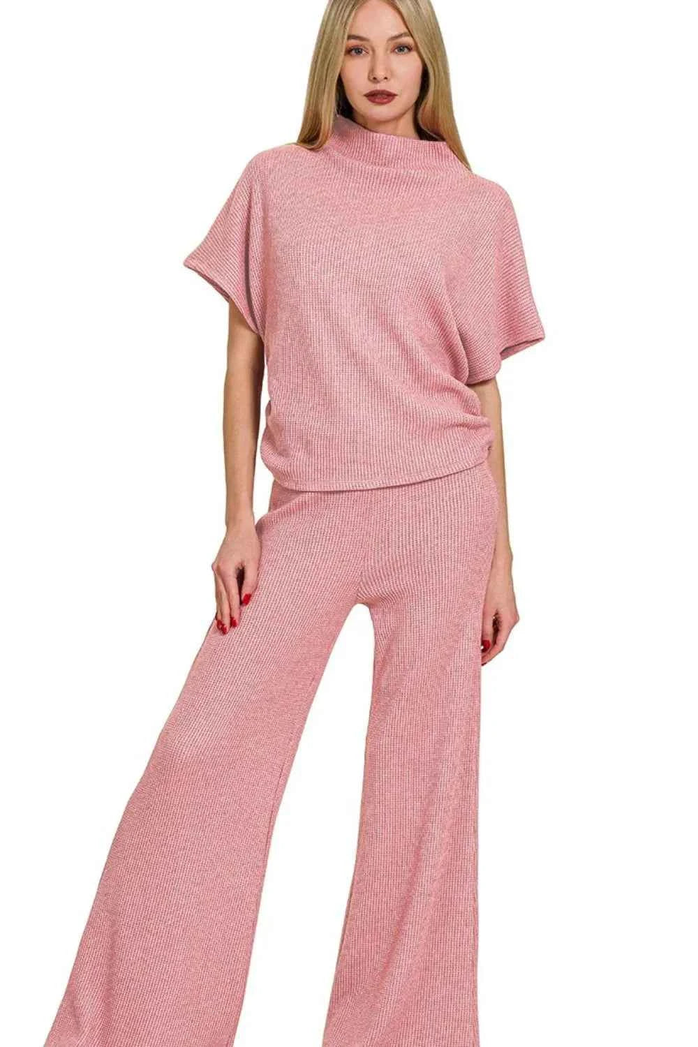 Zenana Sweater Mock Neck Top & Long Pants Set LT ROSE 9376d117-e9ec-4456-9d27-4d3df4348ef8-Max-Origin