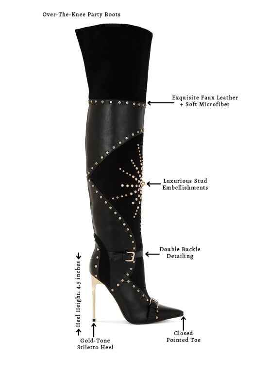 Medira Pointed Toe Embellished Stiletto Boots 937ff671-a4df-40e7-86d2-953aaae4256e