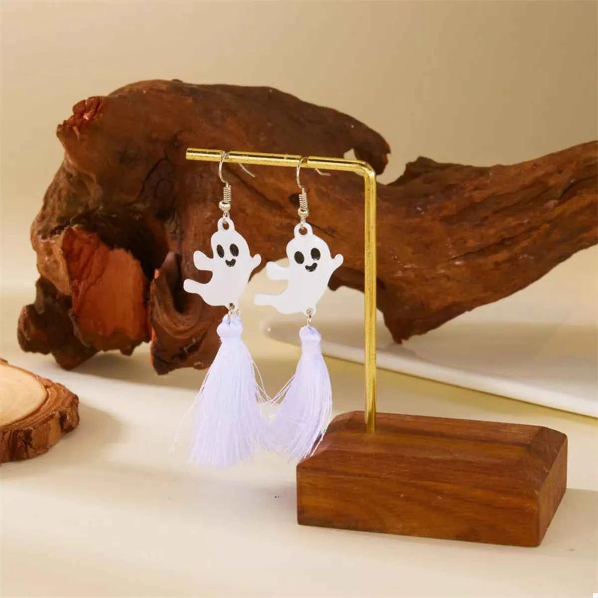 Halloween Ghost and Pumpkin Dangle Earrings White Tassel Ghost One Size 93a0df2c-abc1-4aca-a5d3-87c15713fd6a-Max-Origin