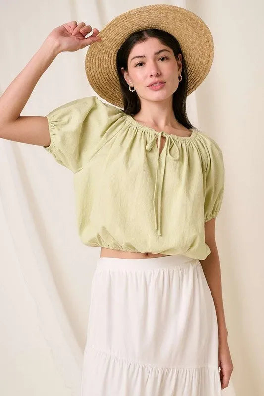 Mittoshop Linen Two-Way Short Sleeve Crop Blouse 93c623fe-a02e-40e6-b20b-fd62e694a540-Max