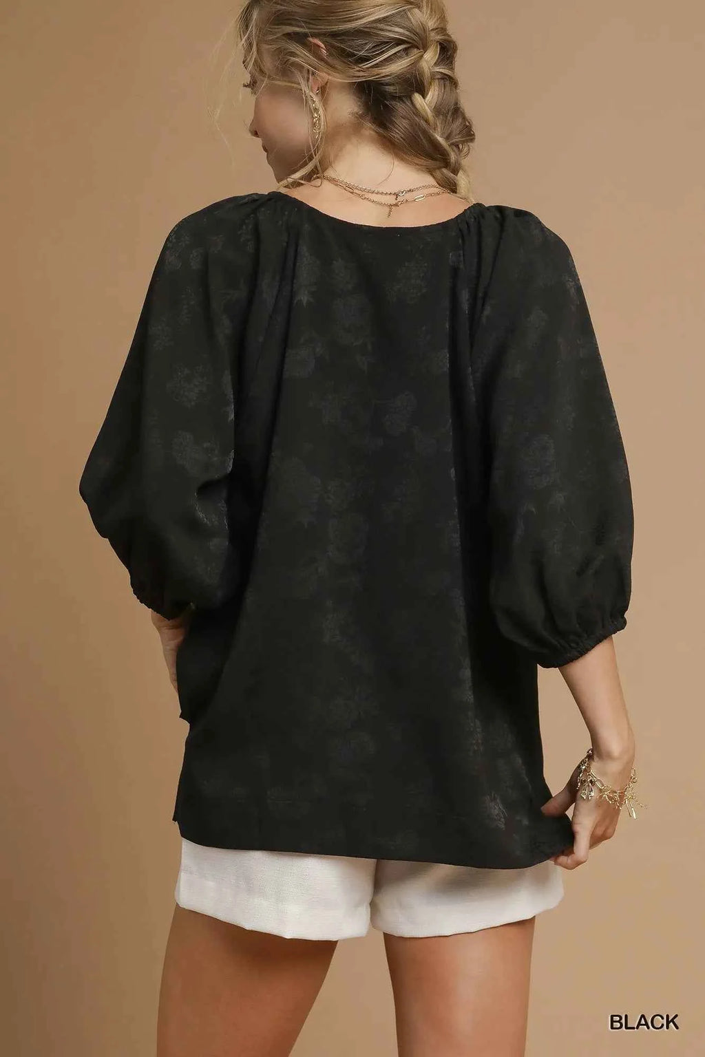 Umgee Satin Jacquard Balloon Sleeve Blouse 93f35cda-27b2-49bb-ae42-19a46fb9a2a5-Max-Origin