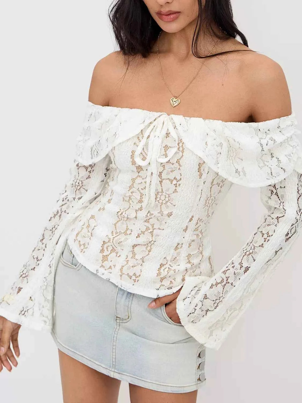Off-Shoulder Lace Top with Bell Sleeves White 941a9b9b-d44a-477b-b829-2747c7d80dac-Max-Origin