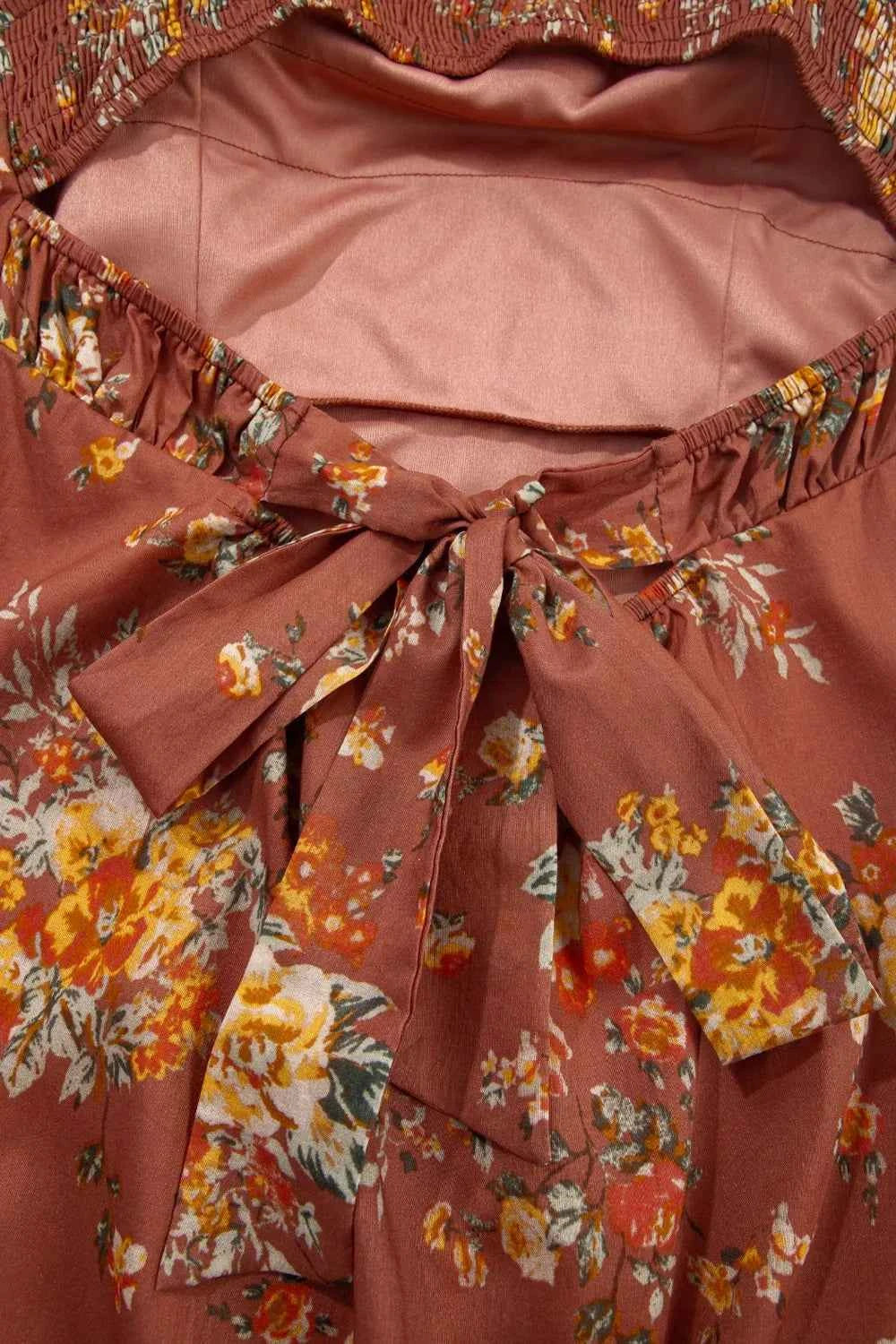 Floral Puff Sleeve Square Neck Knot Open Back Mini Dress 94385b36-8630-4a84-a50e-aa1c55b0c306-Max-Origin