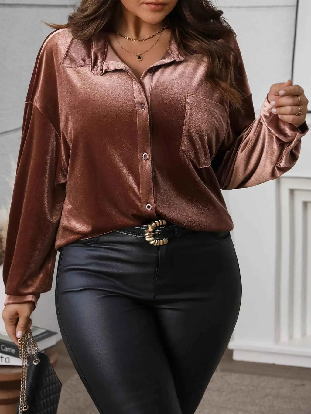 Plus Size Button-Down Long Sleeve Oversized Shirt 94537f4457354618a7a97cb5d905bc48-Max-Origin