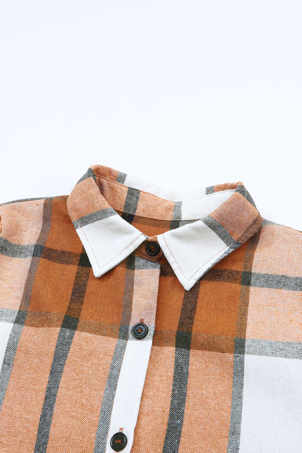 Khaki Plaid Pattern Collared Neck Ruffled Sleeve Shirt Dress 945c6a8eed95d4c6