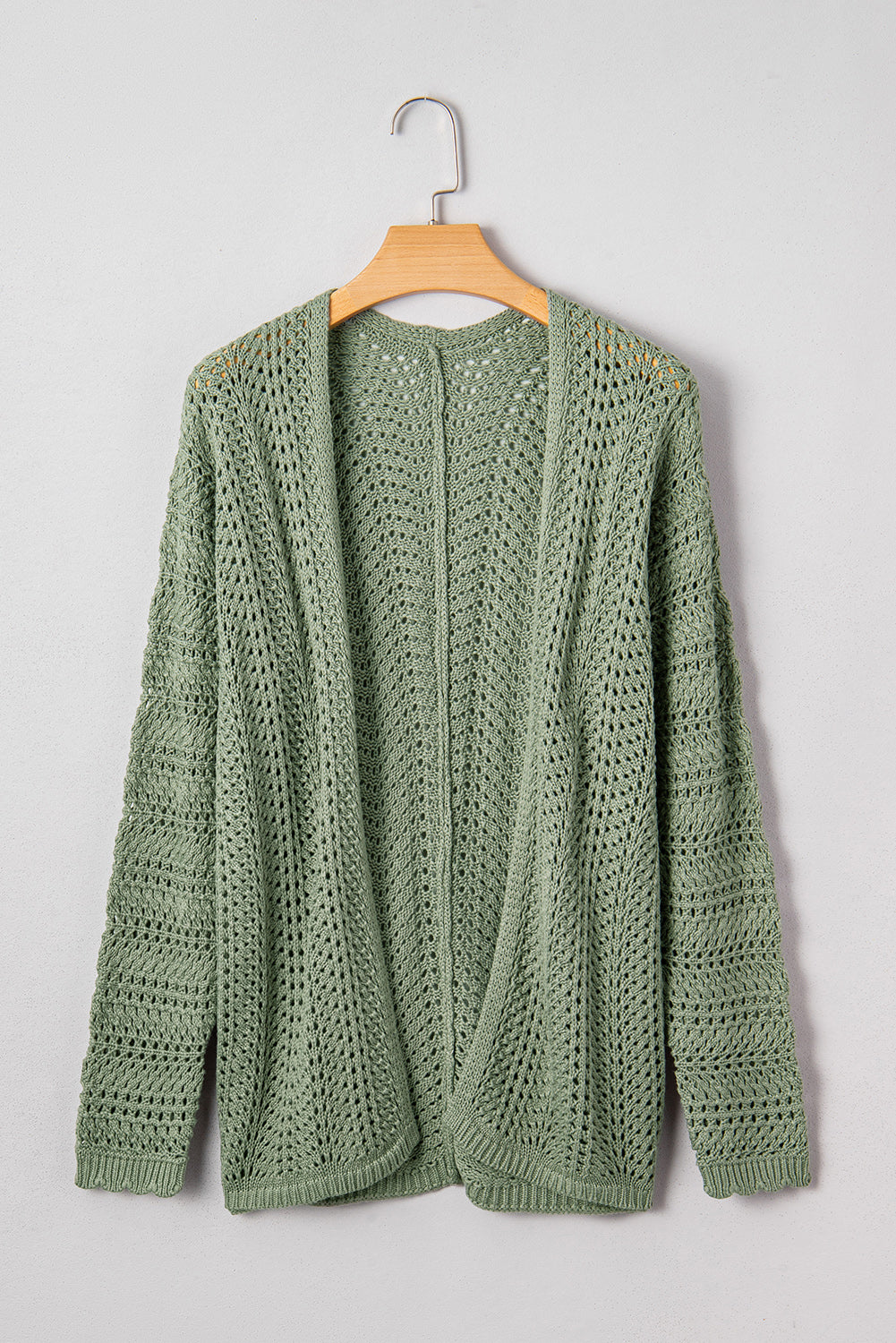 Green Bay Scalloped Edge Eyelet Knit Batwing Sleeve Cardigan 945ecd8f84c08c31