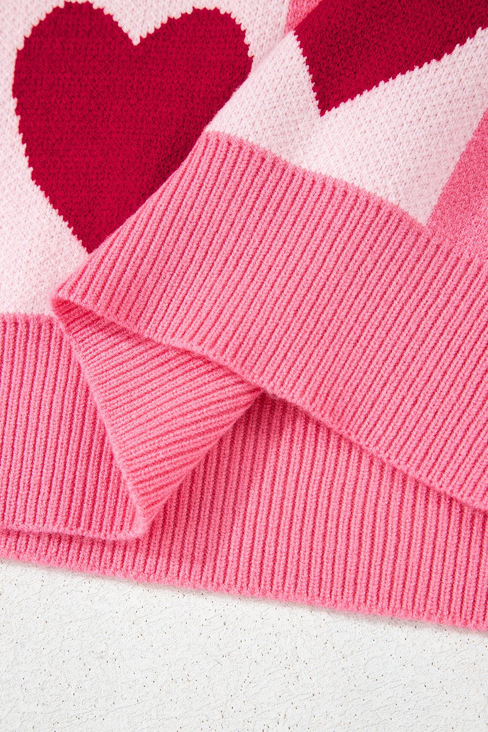 Pink Love Heart Checkered Valentine Knit Sweater 946a0c3de503a954