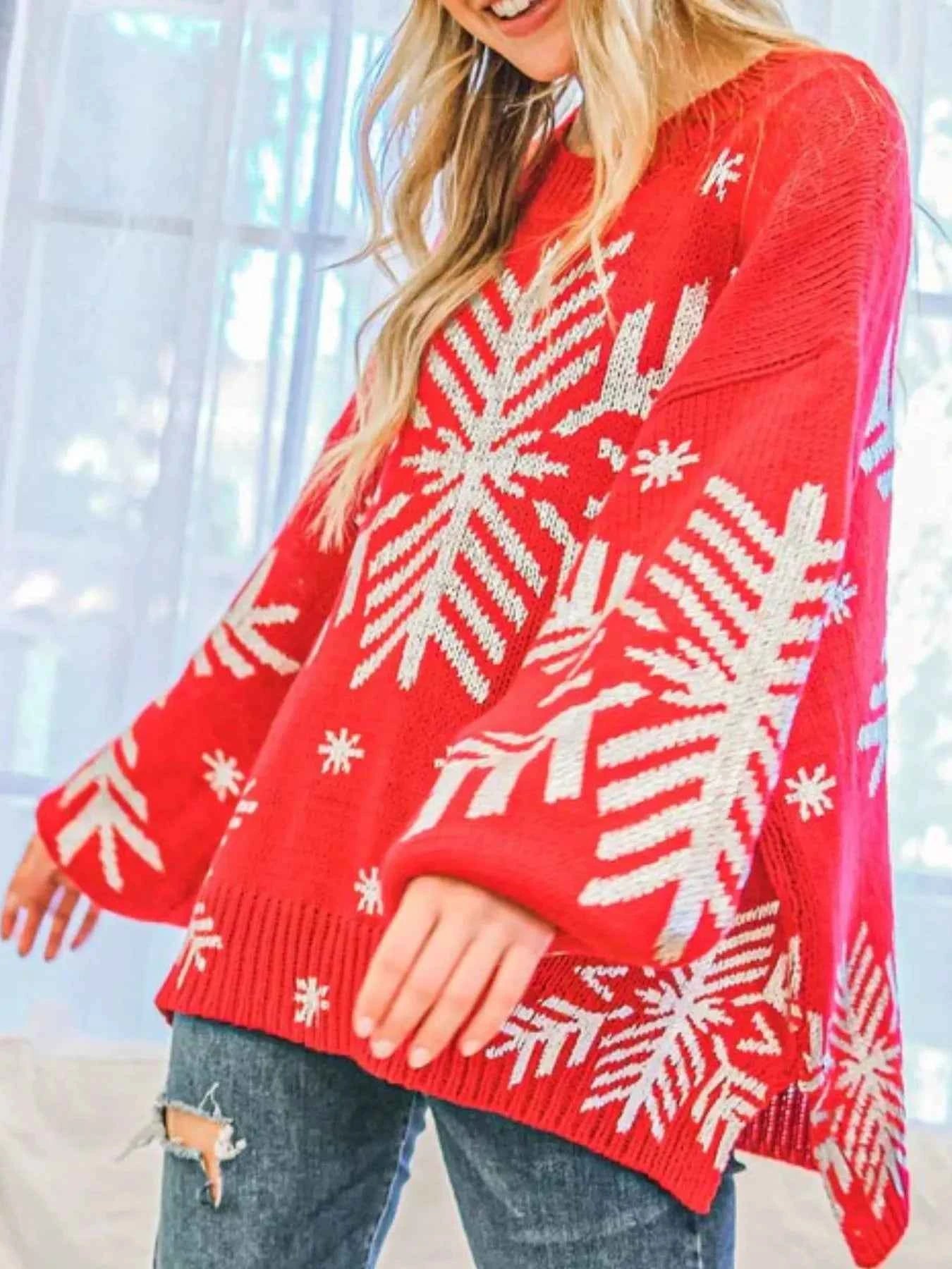 Christmas Snowflake Long Sleeve Sweater 94713e80-29dc-4976-8e57-2389115c63a5-Max-Origin