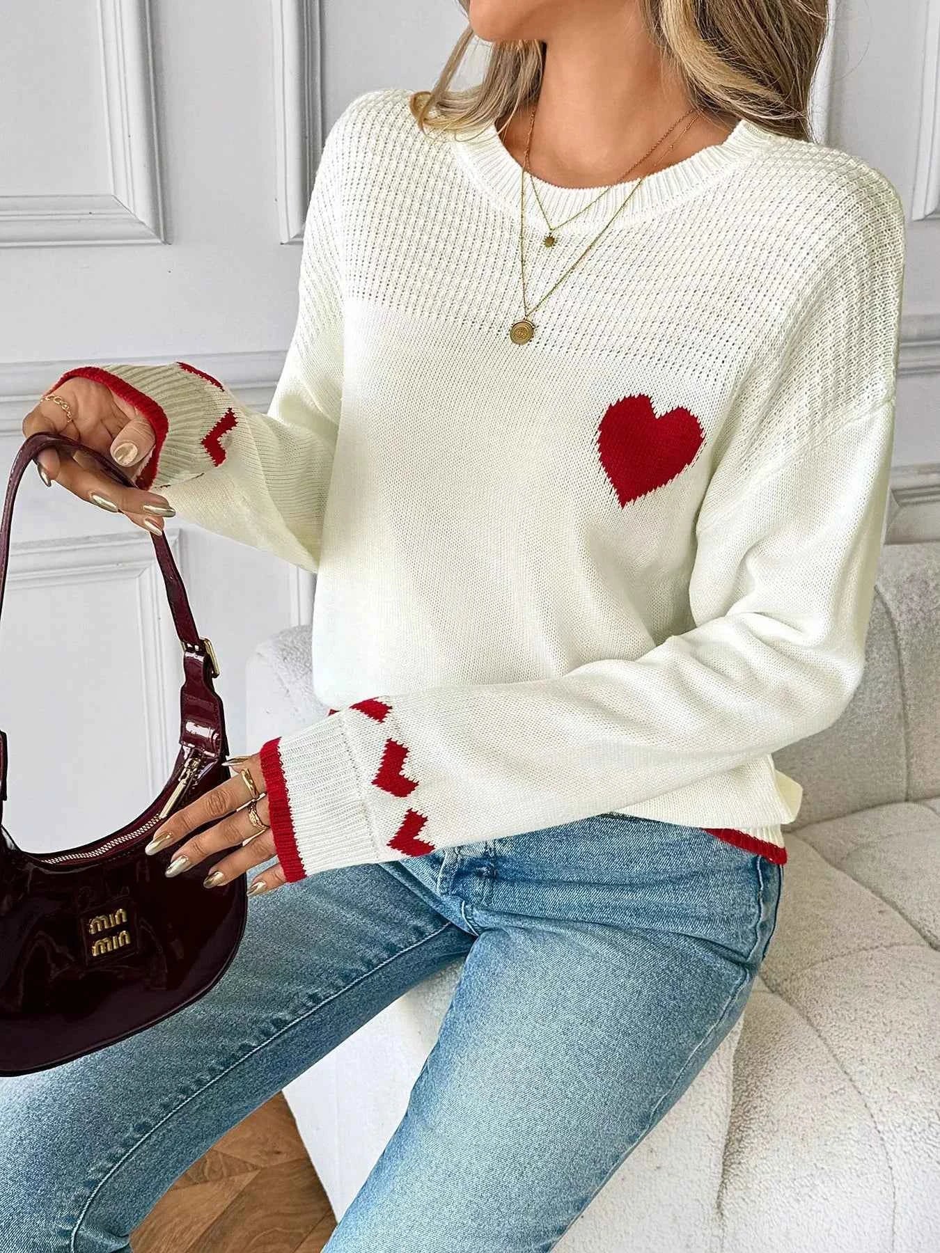 Heart Pattern Dropped Shoulder Sweater 947b2002878e4127a9cde8c051e72ff0-Max-Origin