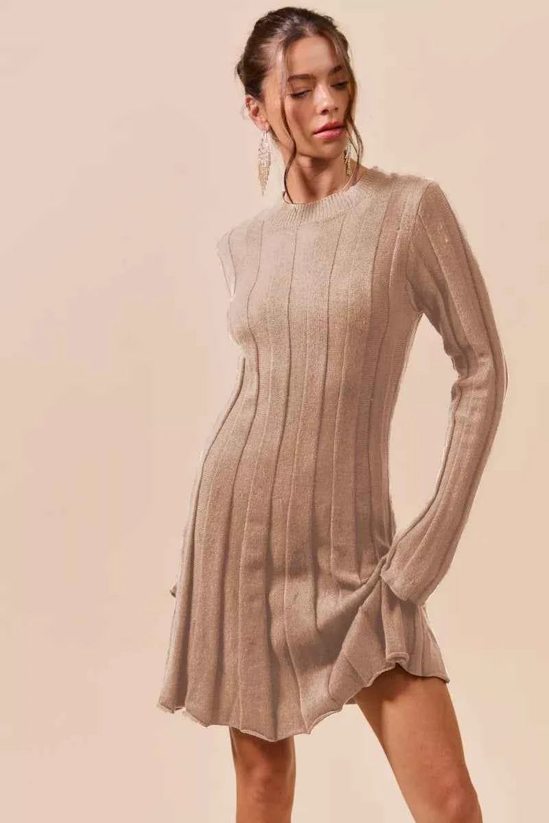 SO ME Ribbed Long Sleeve Mini Sweater Dress 94c317b354254238906f6a66cef61911-Max-Origin