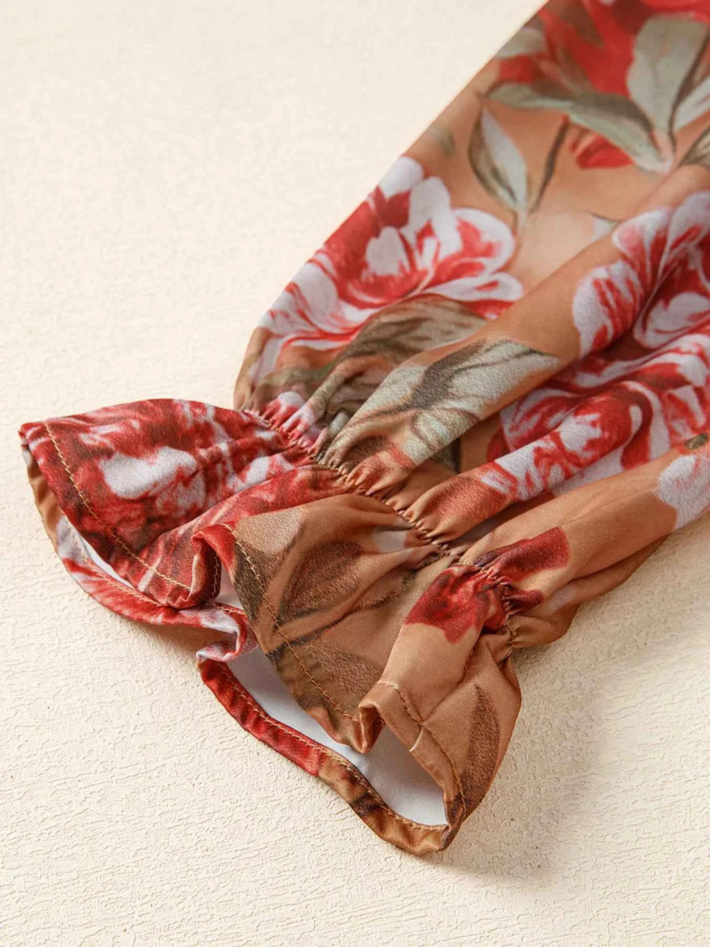 Floral Print Half Button Flounce Sleeve Ruffle Mini Dress 9509149287d64e468e310159ad5ff62b-Max-Origin