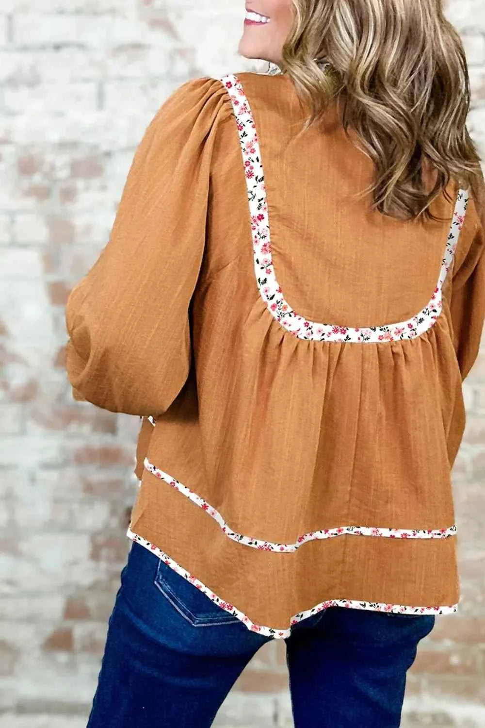 Floral Trim Long Sleeve Blouse 9518e8fb-ddc9-495a-9f0d-c8e5a10dd18f-Max-Origin