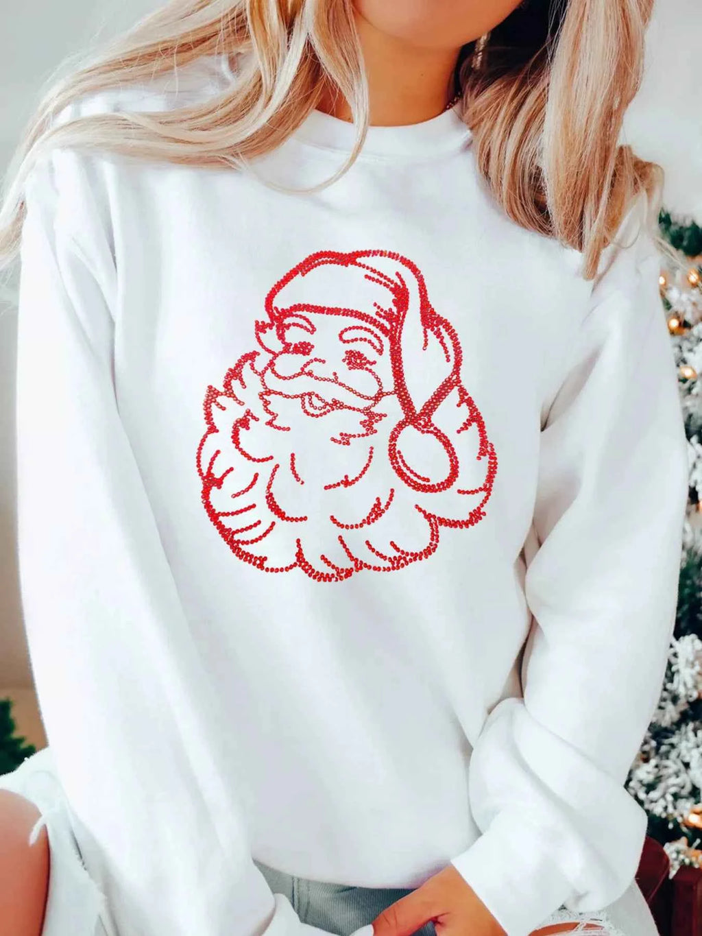 Christmas Santa Rhinestone Drop Shoulder Sweatshirt 9530dbad80c74895b41dcc719cb21f3b-Max-Origin