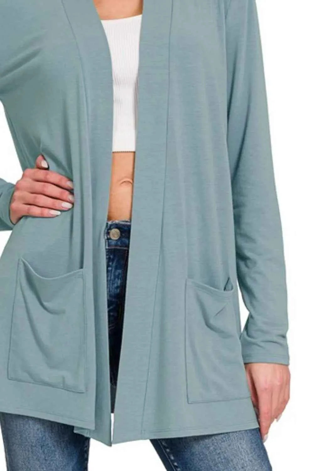 Zenana Slouchy Lightweight Open Front Pocket Cardigan 957b9ea3-8b44-4053-8223-f655908991e9-Max-Origin