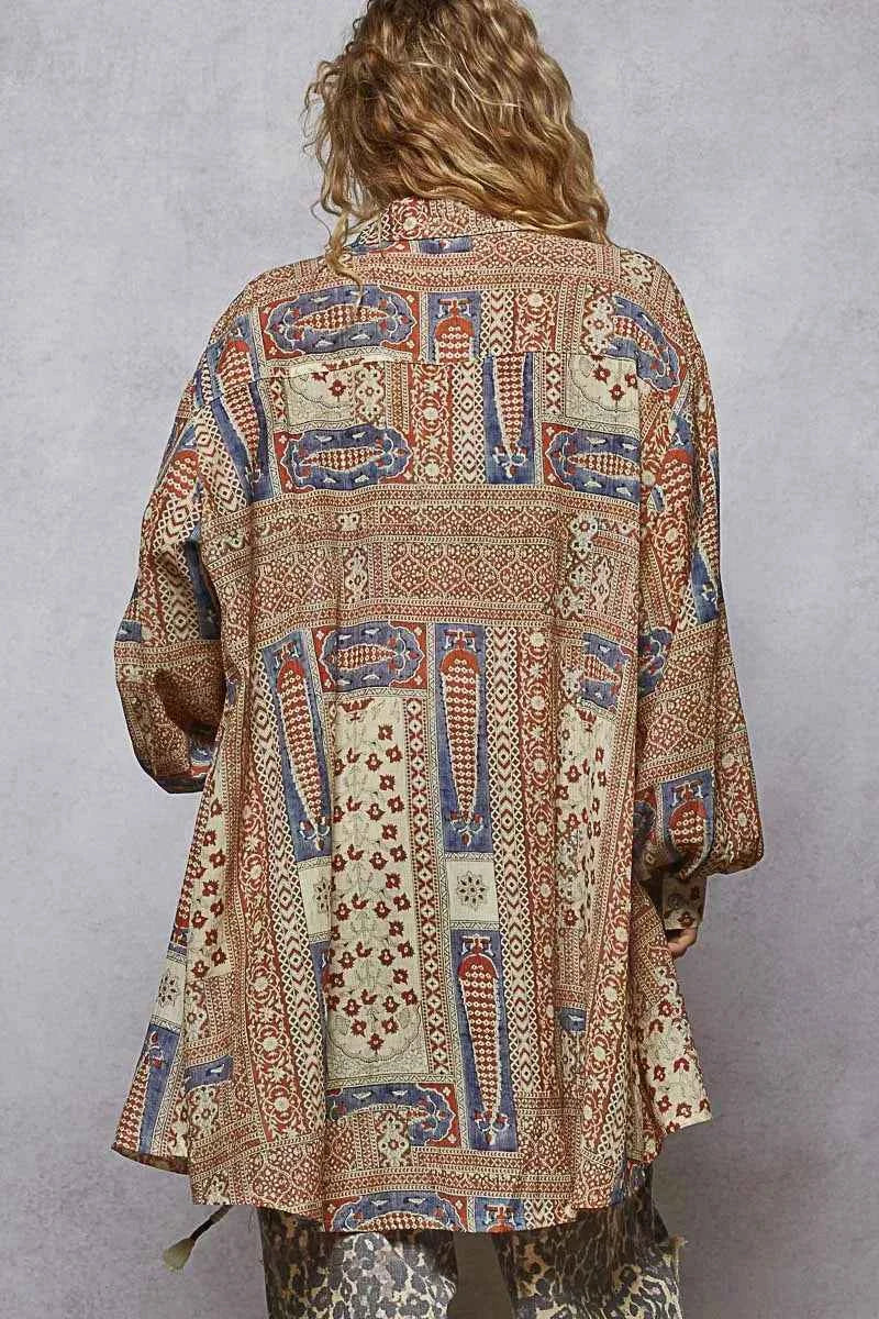 POL Printed Button Down Balloon Sleeve Shirt 95ae7261-4acc-4bca-9fa8-5b0c1d3394f6-Max-Origin