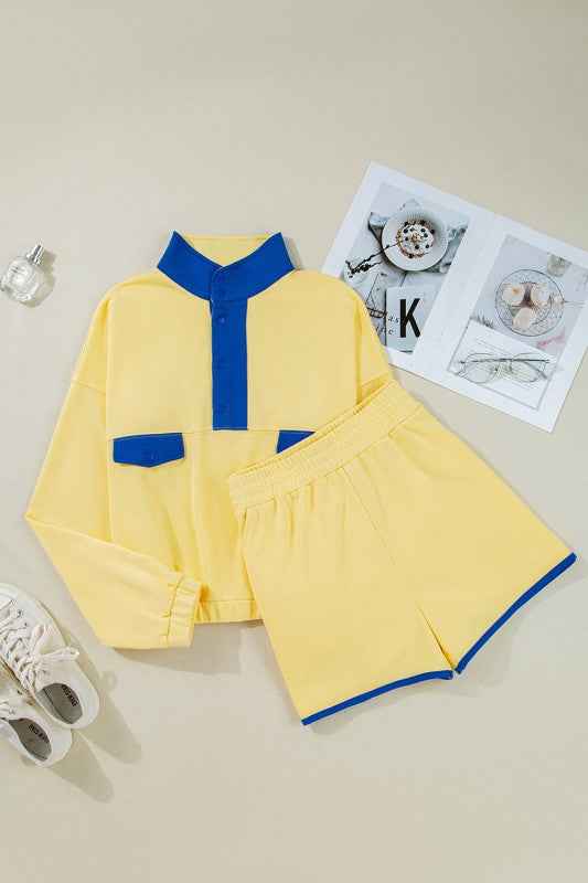 Colorblock Patchwork Pullover and Shorts Set 95db62f2-ae57-48c0-931e-83782cde758b