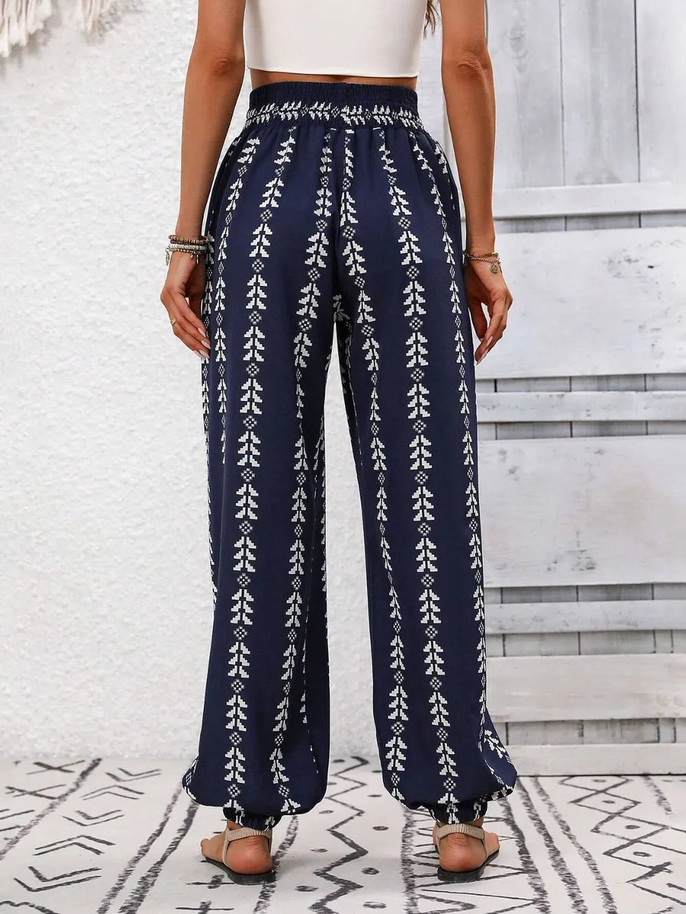Tied Printed High Waist Pants 961c15ff-1985-436e-bae7-800fce0a684e-Max