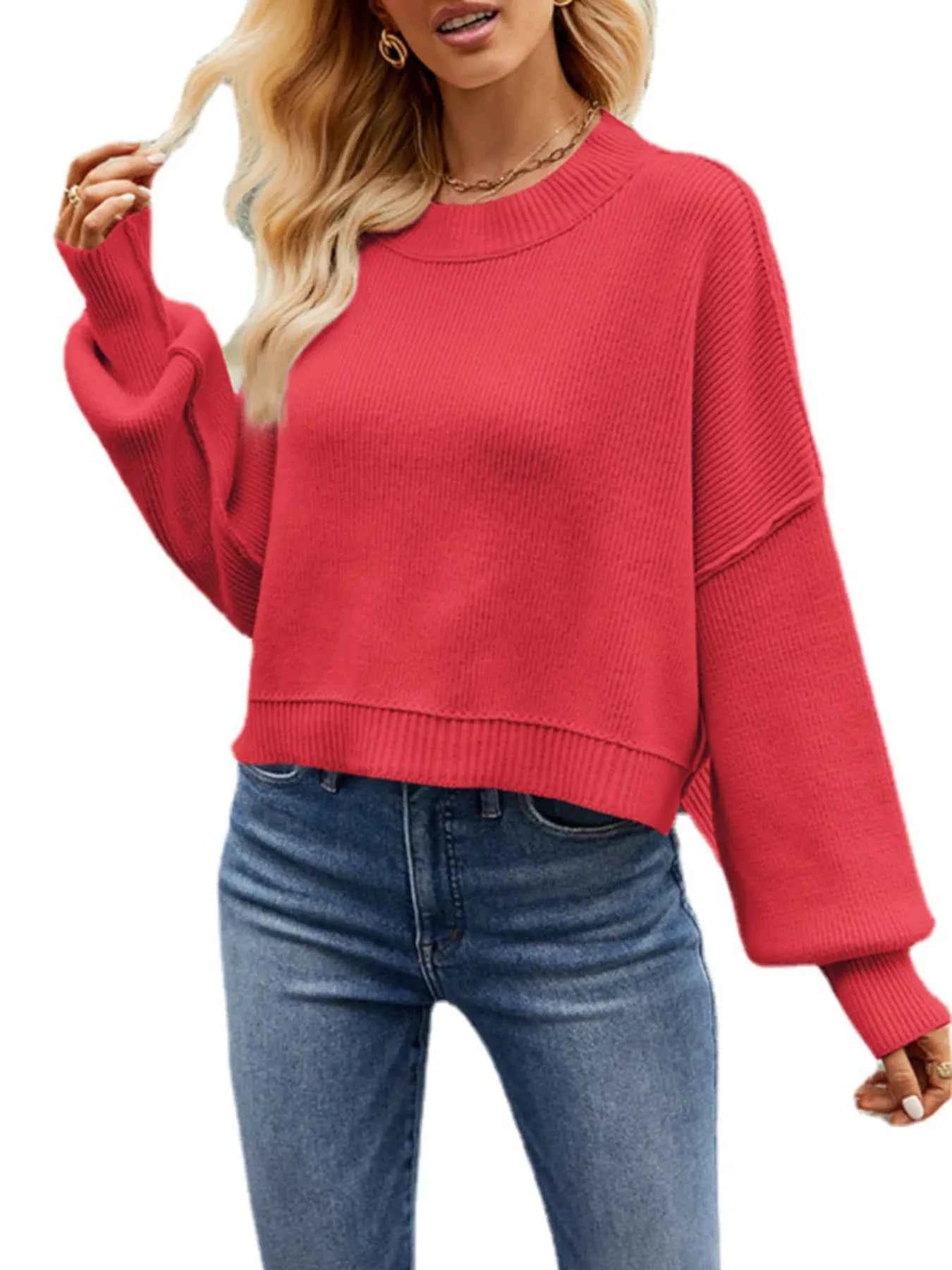 Round Neck Long Sleeve Sweater 96a56c5125df41e7ad64f8ac99d9b6d0-Max-Origin