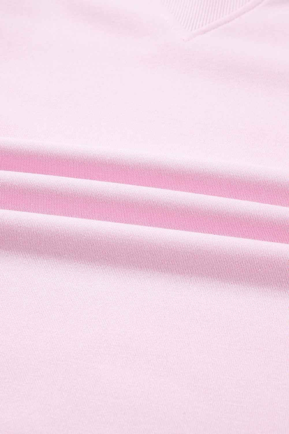 Pink Plus Size Mix Floral Patched Sleeve Ribbed Trim Baggy Sweatshirt 96bce1afd90ee54a