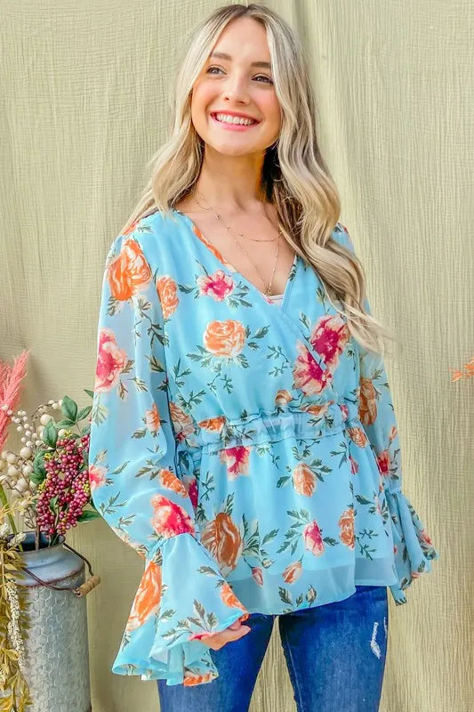 And The Why Floral Print Draw String Bell Sleeve Top SKY BLUE 96c2568a1719457c997bb52010bb7629-Max-Origin