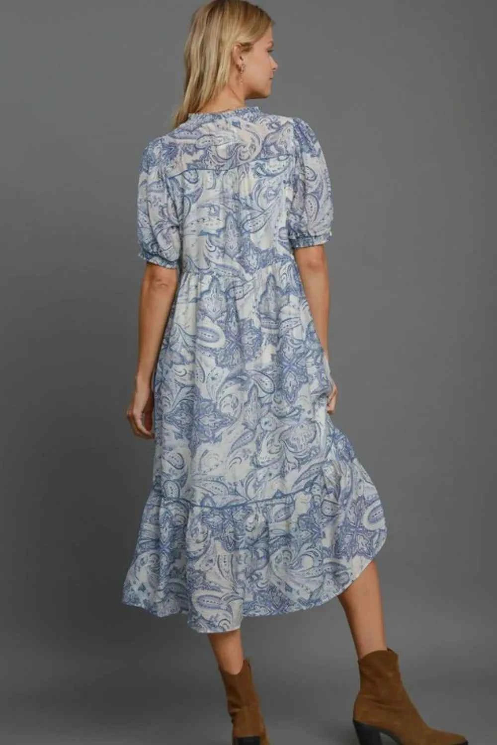 Umgee Full Size Printed Puff Short Sleeve Midi Dress Plus Size 96d9545d-d847-4898-8dc6-c64c23477050-Max