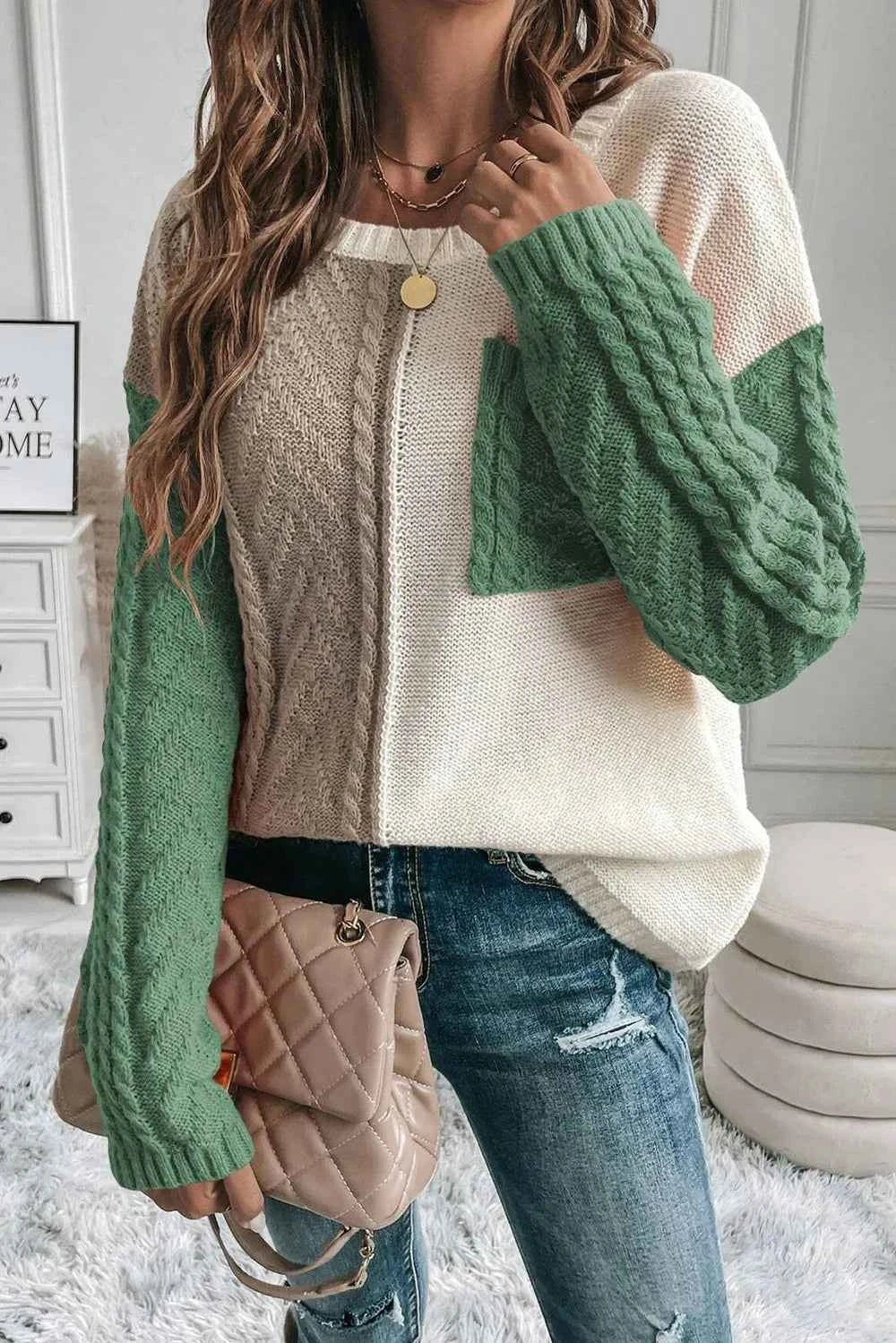Double Take Full Size Color Block Drop Shoulder Sweater 9749eee2-64dd-4f9e-b59e-6fffe9b8602b-Max