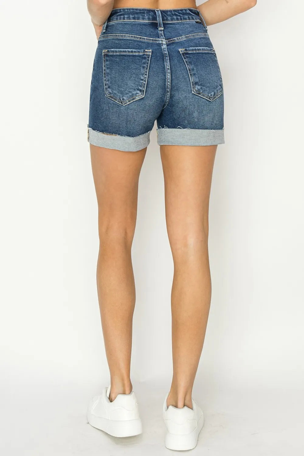 RISEN High Rise Cuffed Denim Shorts 974cd677-5d0b-4539-ba3f-6296df181d24-Max