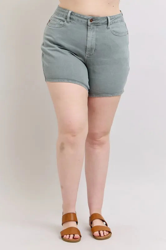 Judy Blue Full Size Hw Garment Dyed & Back Pkt Embroidery Shorts Plus Size 975a4ea7-02b4-4628-a102-94b5a89a8d70-Max-Origin