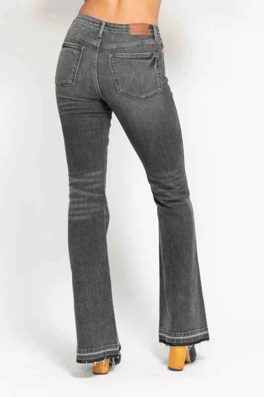 Judy Blue Full Size Mid Rise Tummy Control Washed Gray Release Hem Flare Jeans Plus Size 97726817be154726ba2375deab7e895b-Max-Origin