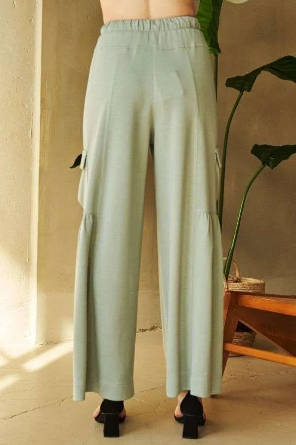Davi & Dani Drawstring Ruched Detail Wide Leg Pants 980574b5-ce40-4698-83de-99235a1bc8c7-Max