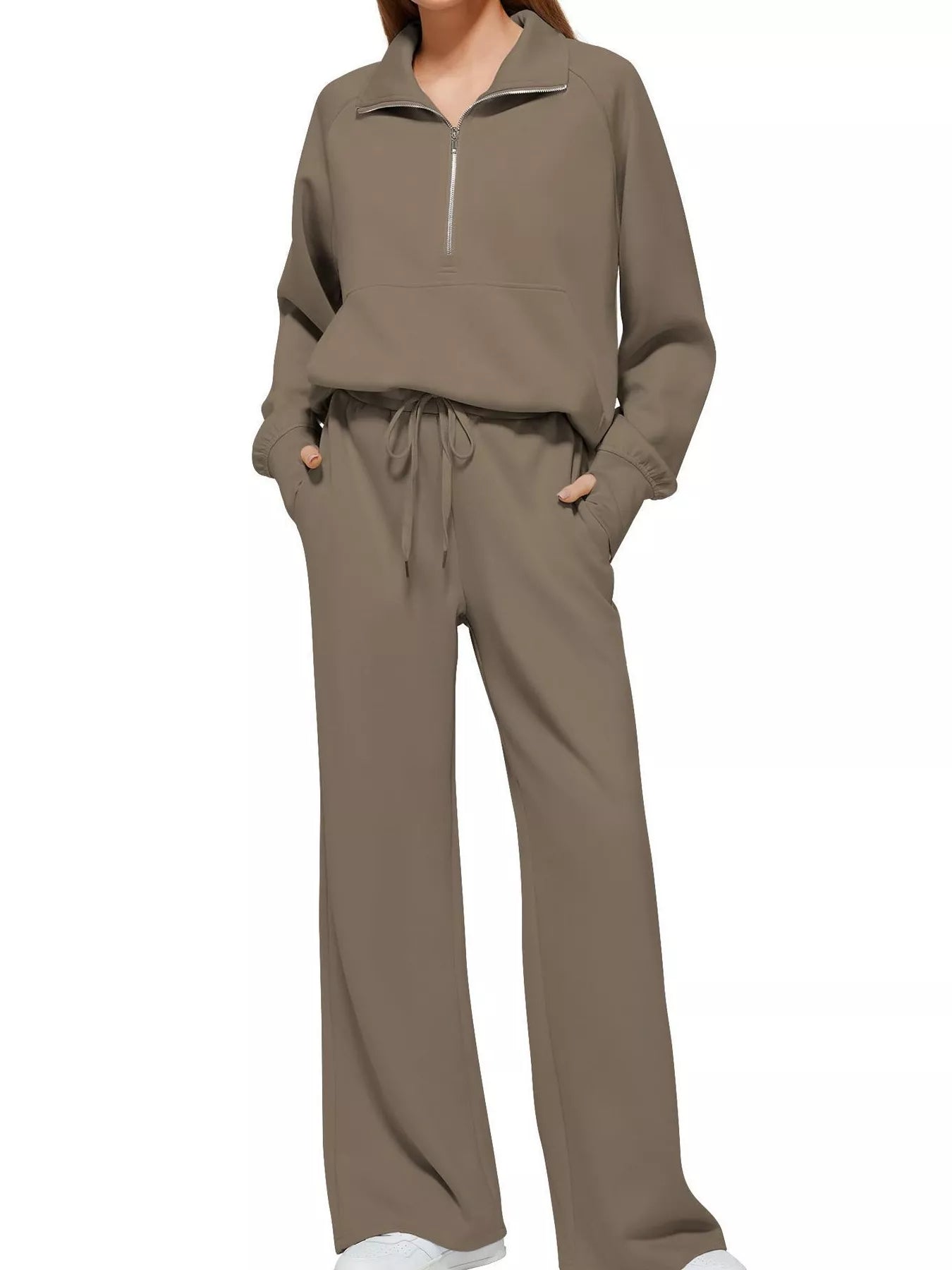Full Size Half-Zip Sweatshirt and Wide-Leg Pants Set Plus Size Khaki 984865df5bab4d0c93ffee750a115feb-Max-Origin