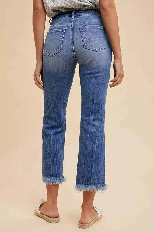 Annie Wear Distressed Raw Hem Straight Leg Cropped Jeans 985a0c11-2d78-474a-a59d-a69b9ad9fc39-Max