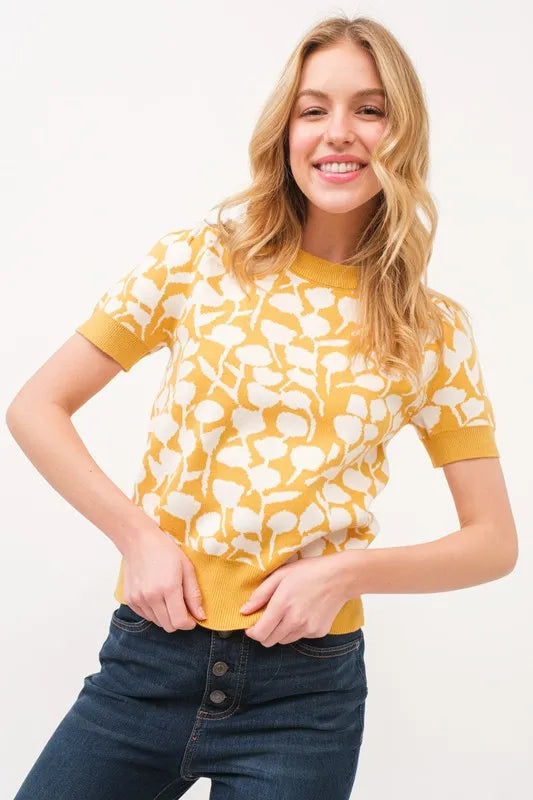 And The Why Short Sleeve Leaf Pattern Knit Top 985d8d10de2e4cb2a2116643dde0c24a-Max-Origin