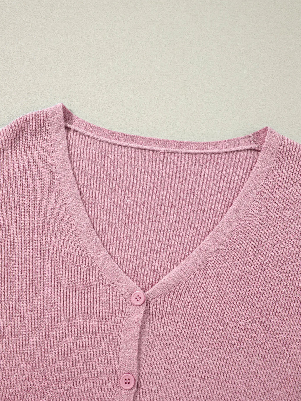 Ribbed Knit Button Front V Neck Cardigan 9866fe5718dc41f0be0164b28e5002e2-Max-Origin