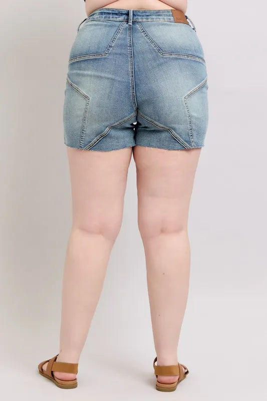 Judy Blue Full Size High Waist Star Seam Detail Denim Shorts Plus Size 987f50b1-88fa-4e5d-bfb4-9c833d9998be-Max-Origin