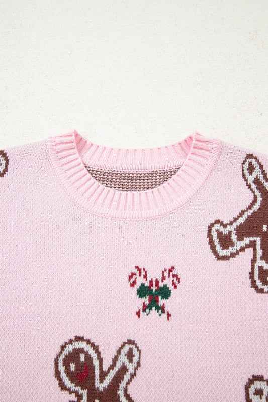 Christmas Ginger Bread Man Round Neck Sweater 98b506cf-9679-46e3-b2c3-b06adaa297ca
